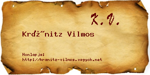 Kránitz Vilmos névjegykártya